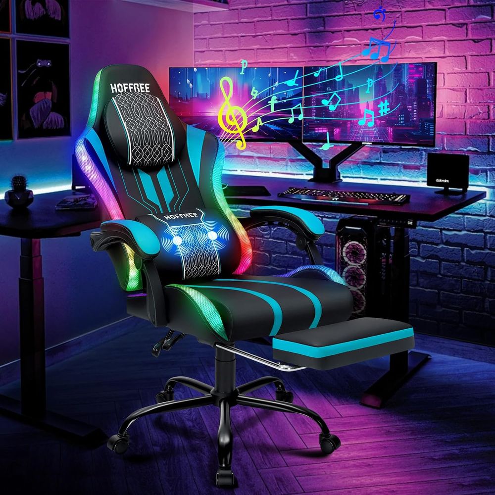 Gaming Chair with LED Lights S - Bluetooth Speaker review and price